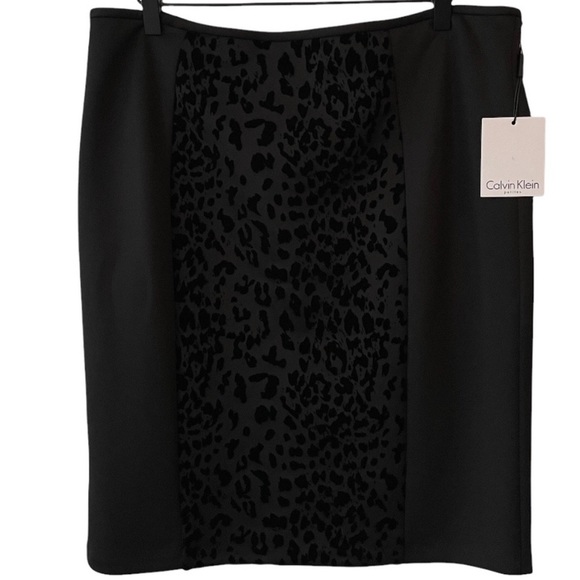 Brand New! Calvin Klein Black Animal Print Skirt Set Sizes 14P skirt and PXL top - Picture 4 of 6